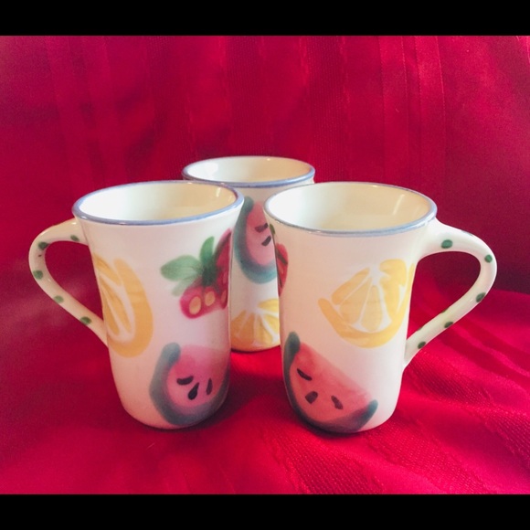 Vintage Hand Made Studio Art Pottery Fruit Inspired Signed Mugs (4) - Picture 5 of 12